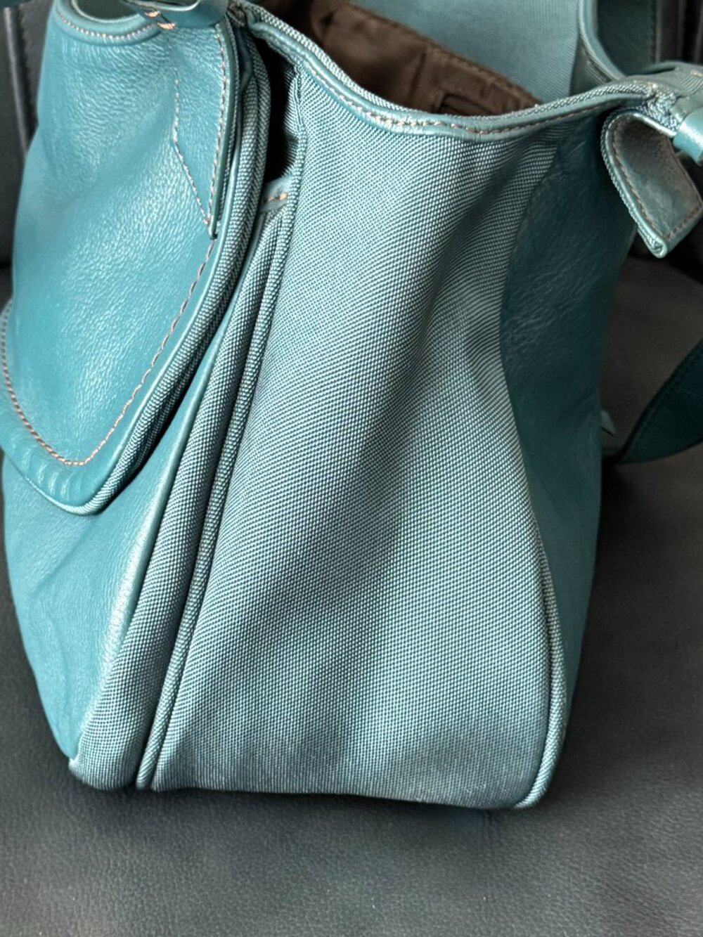 Kenneth Cole Crystal Teal Leather Handbag - Picture 7 of 14